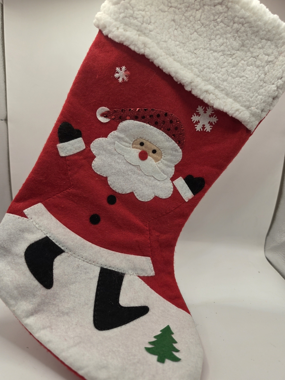 Christmas House Festive Santa Red Holiday Stocking with Plush Cuff 18in